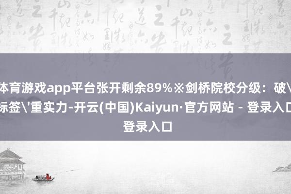 体育游戏app平台张开剩余89%※剑桥院校分级：破'标签'重实力-开云(中国)Kaiyun·官方网站 - 登录入口